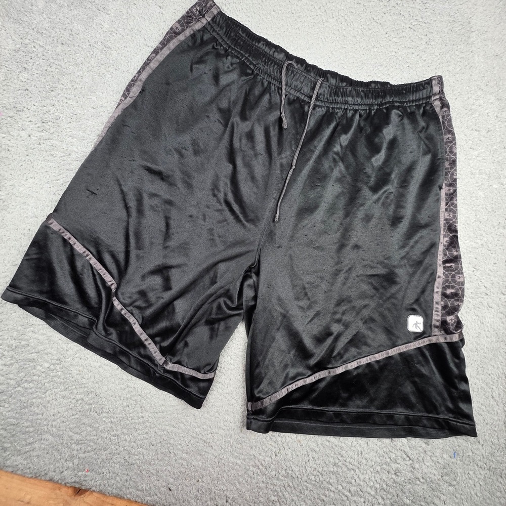 AND1 Basketball Shorts Mens 4XL Black Shiny Athletic Mesh Graphic Trim Relaxed